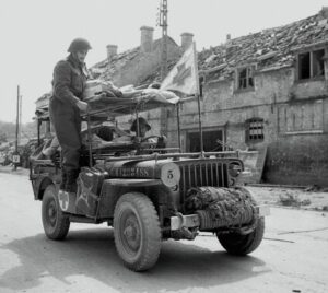 Casualties being transported by jeep ambulance in Italy